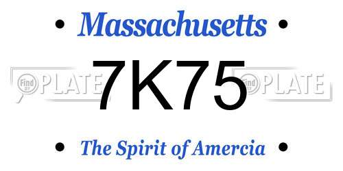 7K75 Massachusetts License Plate