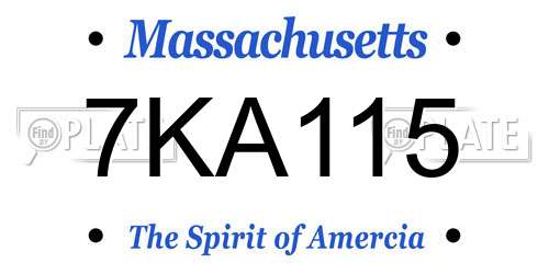 7KA115 Massachusetts License Plate