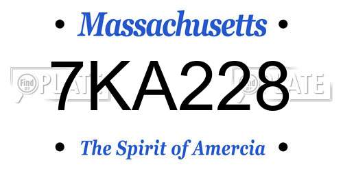 7KA228 Massachusetts License Plate