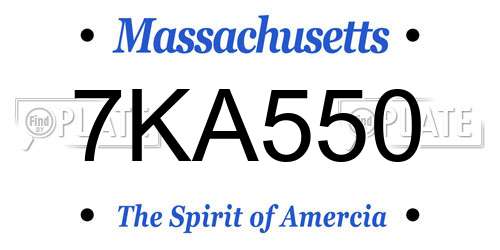 7KA550 Massachusetts License Plate