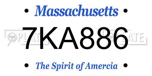7KA886 Massachusetts License Plate