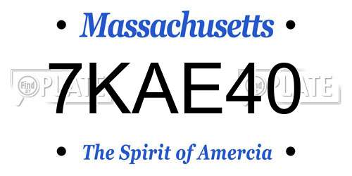 7KAE40 Massachusetts License Plate