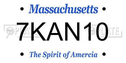 7KAN10 Massachusetts License Plate