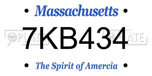 7KB434 Massachusetts License Plate
