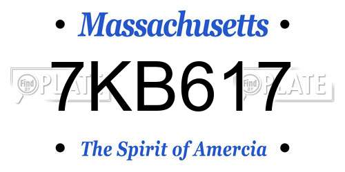 7KB617 Massachusetts License Plate