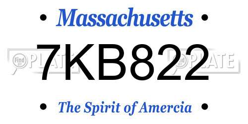 7KB822 Massachusetts License Plate