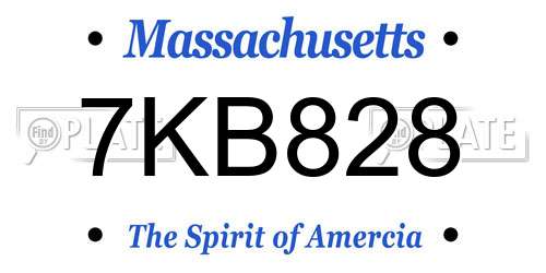 7KB828 Massachusetts License Plate