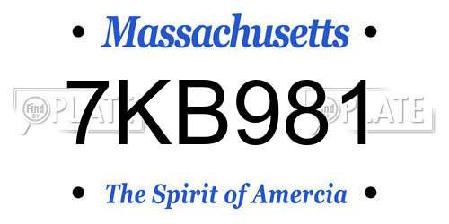7KB981 Massachusetts License Plate