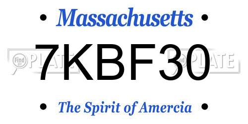 7KBF30 Massachusetts License Plate