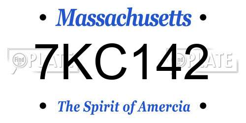 7KC142 Massachusetts License Plate