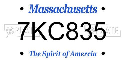 7KC835 Massachusetts License Plate