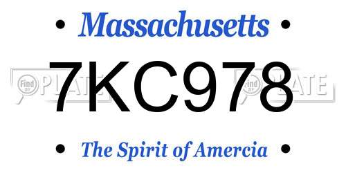7KC978 Massachusetts License Plate