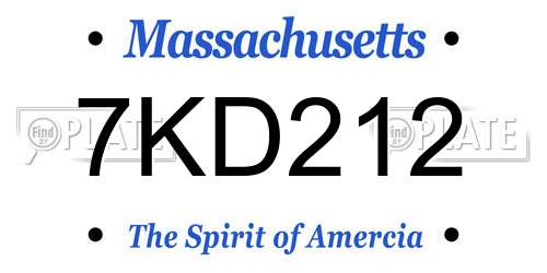 7KD212 Massachusetts License Plate