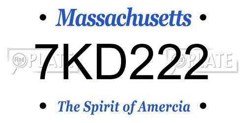 7KD222 Massachusetts License Plate