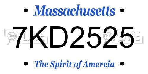 7KD2525 Massachusetts License Plate