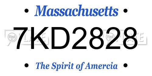 7KD2828 Massachusetts License Plate