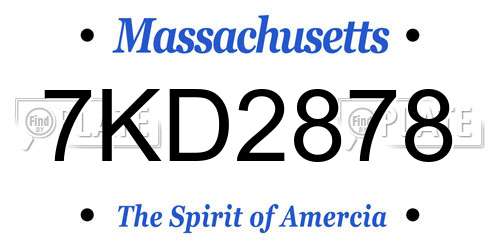 7KD2878 Massachusetts License Plate