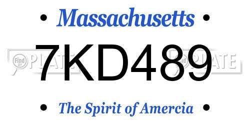 7KD489 Massachusetts License Plate