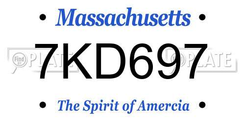 7KD697 Massachusetts License Plate