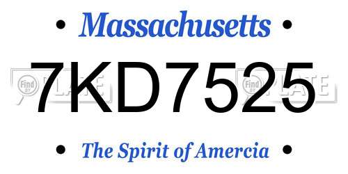 7KD7525 Massachusetts License Plate