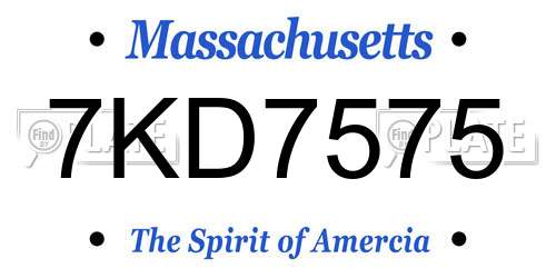7KD7575 Massachusetts License Plate