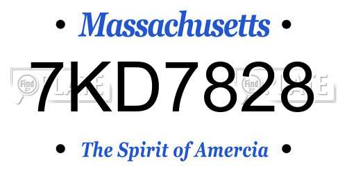 7KD7828 Massachusetts License Plate