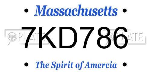 7KD786 Massachusetts License Plate