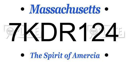 7KDR124 Massachusetts License Plate