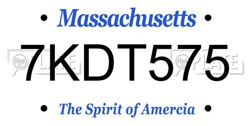 7KDT575 Massachusetts License Plate