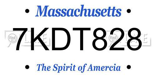 7KDT828 Massachusetts License Plate
