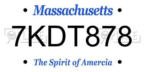 7KDT878 Massachusetts License Plate