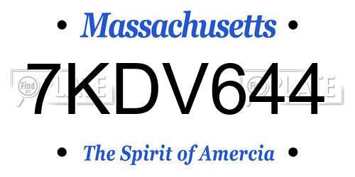 7KDV644 Massachusetts License Plate