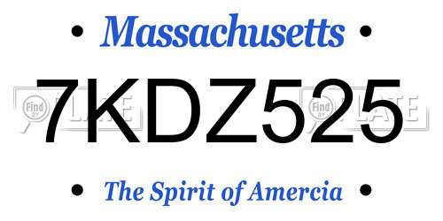 7KDZ525 Massachusetts License Plate