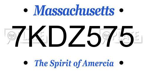 7KDZ575 Massachusetts License Plate