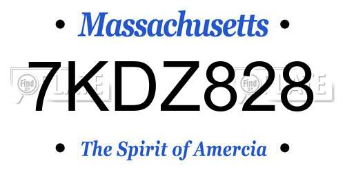 7KDZ828 Massachusetts License Plate