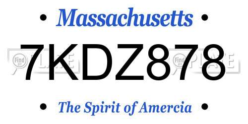 7KDZ878 Massachusetts License Plate