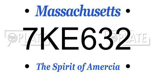 7KE632 Massachusetts License Plate