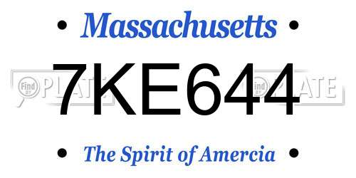 7KE644 Massachusetts License Plate