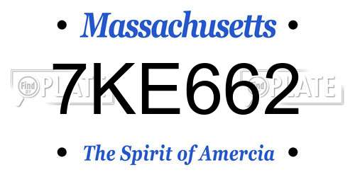 7KE662 Massachusetts License Plate