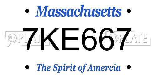 7KE667 Massachusetts License Plate