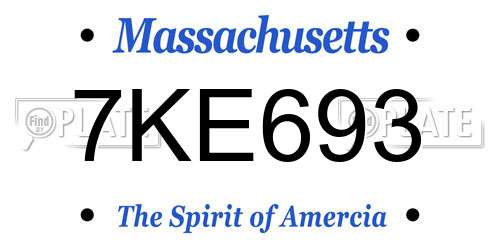 7KE693 Massachusetts License Plate