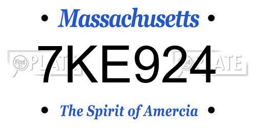 7KE924 Massachusetts License Plate