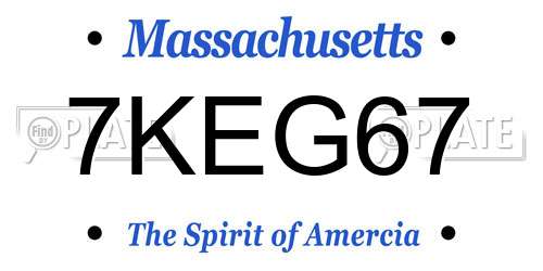 7KEG67 Massachusetts License Plate