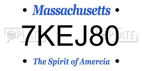 7KEJ80 Massachusetts License Plate