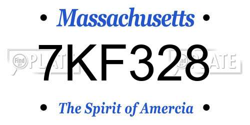 7KF328 Massachusetts License Plate