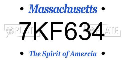 7KF634 Massachusetts License Plate