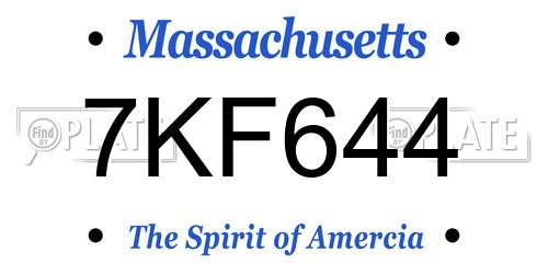 7KF644 Massachusetts License Plate