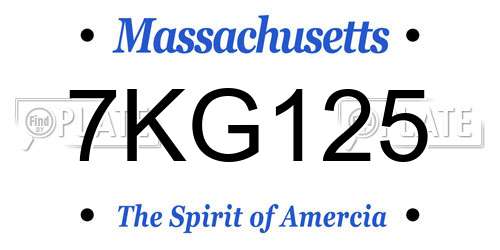 7KG125 Massachusetts License Plate