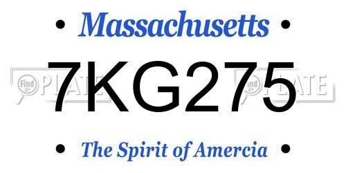 7KG275 Massachusetts License Plate