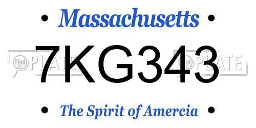 7KG343 Massachusetts License Plate